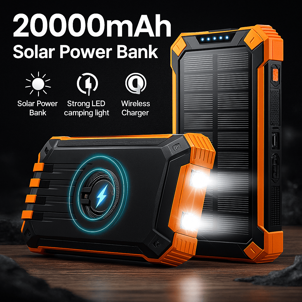 OUTLASTS SOLAR WIRELESS POWER BANK Flashlight & Compass
