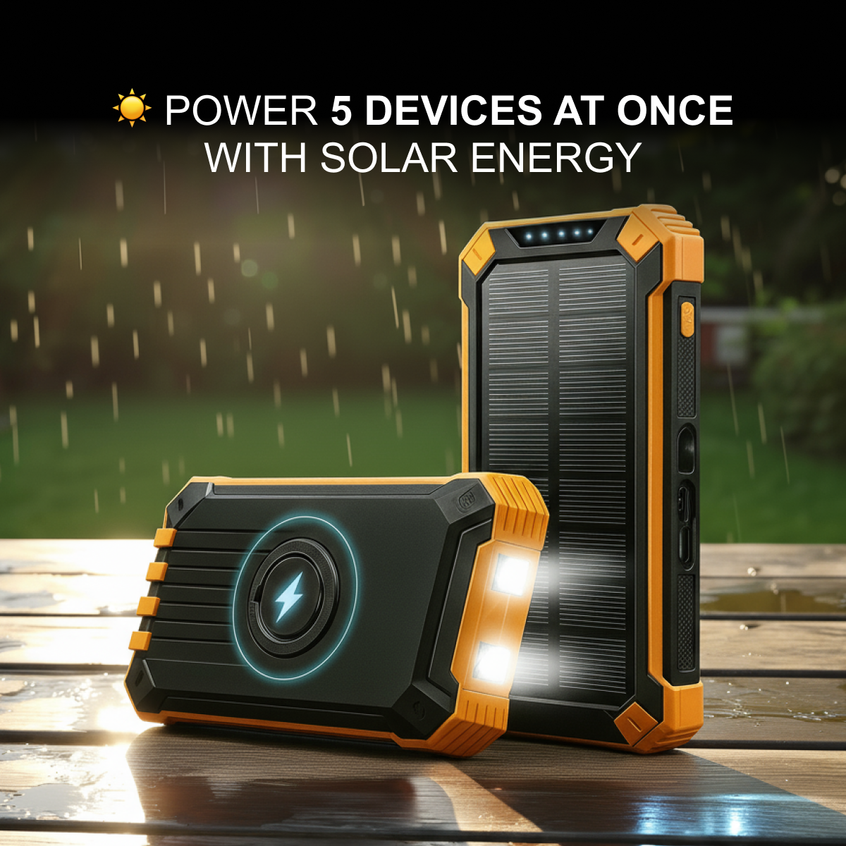 SOLAR WIRELESS POWER BANK & Flashlight