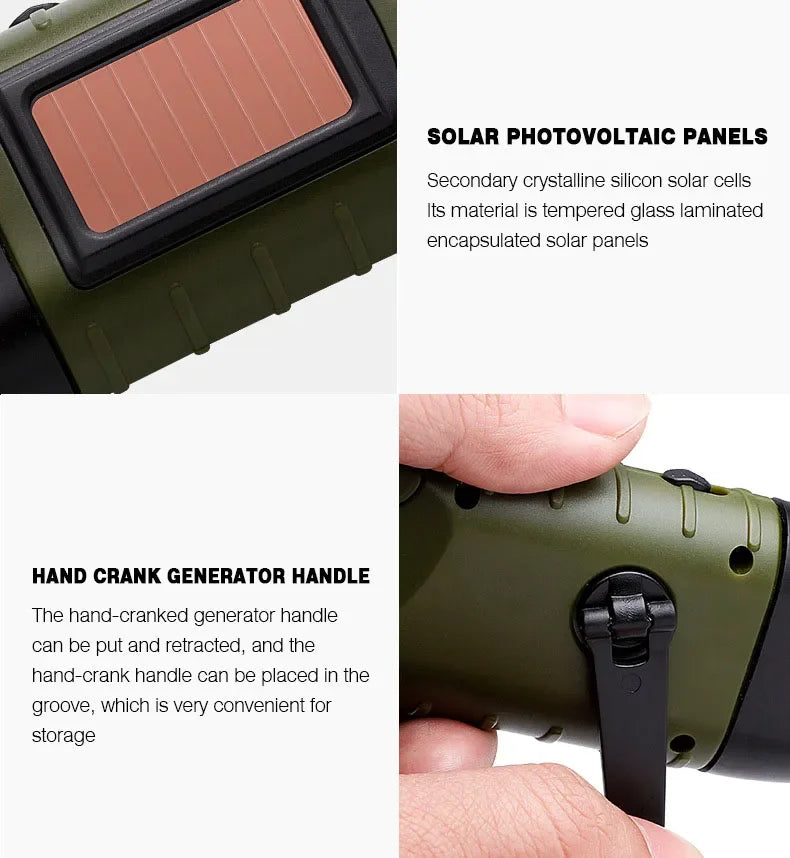 OUTLASTS HAND-CRANK SOLAR FLASHLIGHT